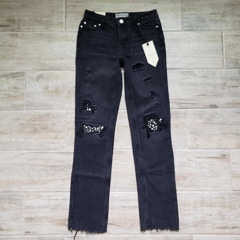 NWT Banjara Black Rhinestone Patched Straight Jeans‎ 0 23